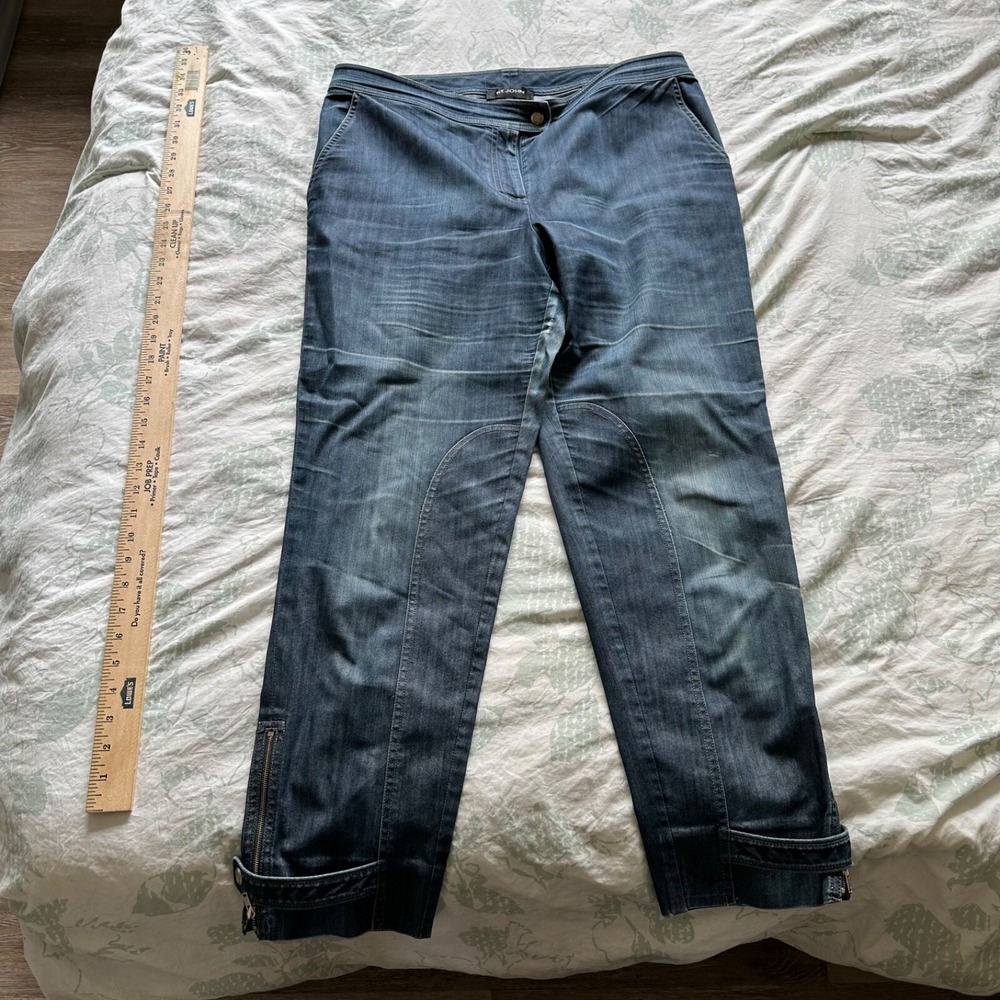 ST. JOHN St. John Sport Relaxed low Rise Wide Leg Blue Denim Pockets Jeans 12